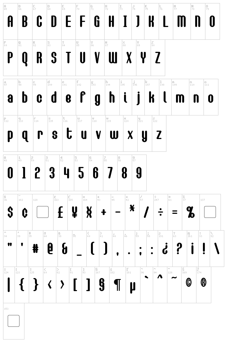 Callie-Mae font map
